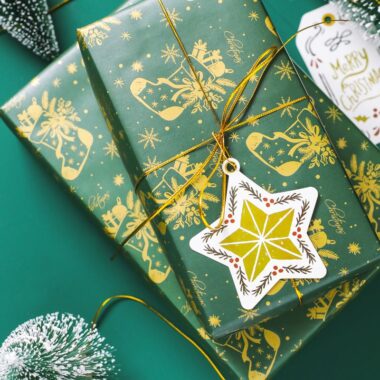 Luxury gold foil Christmas wrapping paper for premium gifts