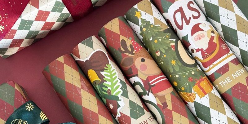 Thick kraft Christmas wrapping paper for eco gift packaging