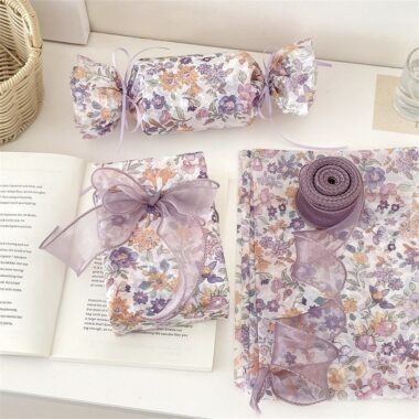 Gentle purple floral festival gift wrapping paper elegant style