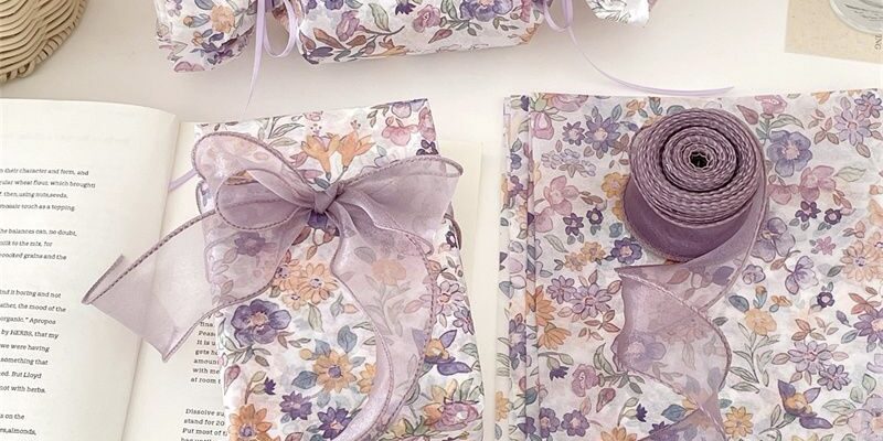 Gentle purple floral festival gift wrapping paper elegant style