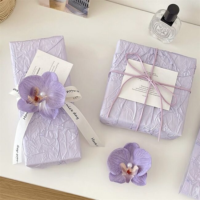 Purple stone texture festival gift wrapping paper decorative style