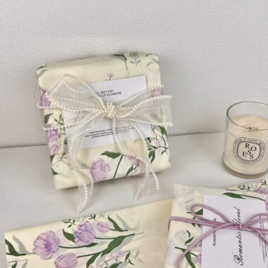 Purple tulip large yellow decorative gift wrapping paper