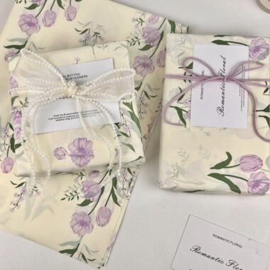 Purple tulip large yellow decorative gift wrapping paper