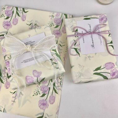 Purple tulip large yellow decorative gift wrapping paper