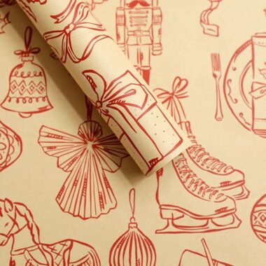 Vintage kraft Christmas wrapping paper with retro background
