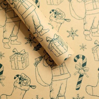 Vintage kraft Christmas wrapping paper with retro background