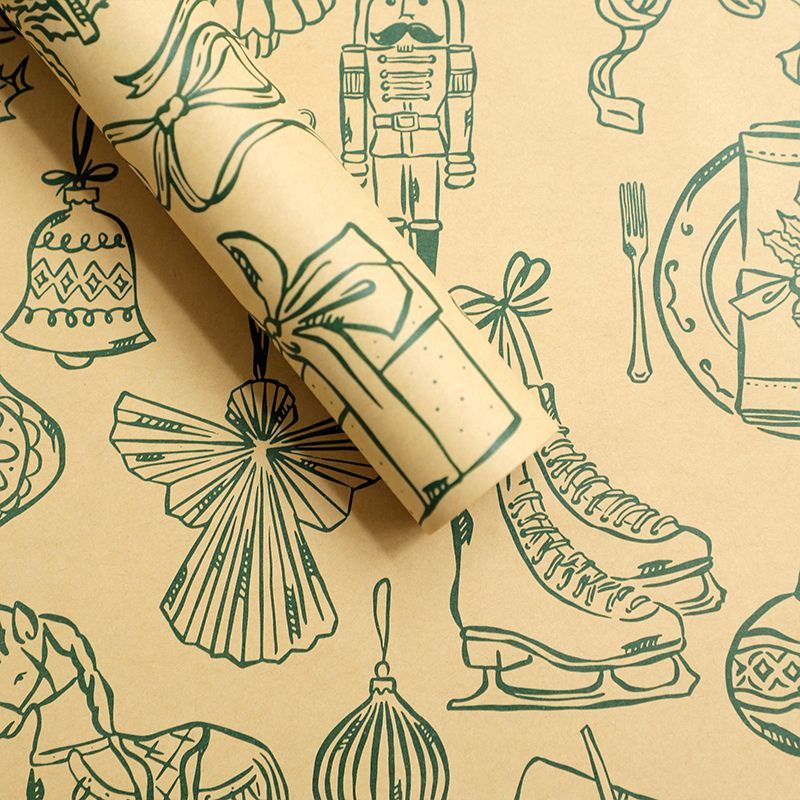 Vintage kraft Christmas wrapping paper with retro background
