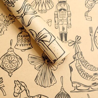 Vintage kraft Christmas wrapping paper with retro background