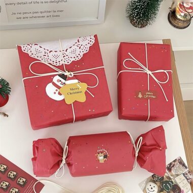 Red glitter Christmas wrapping paper with sparkling surface