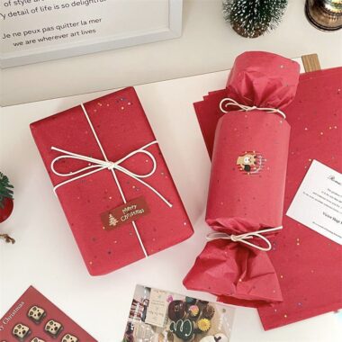 Red glitter Christmas wrapping paper with sparkling surface