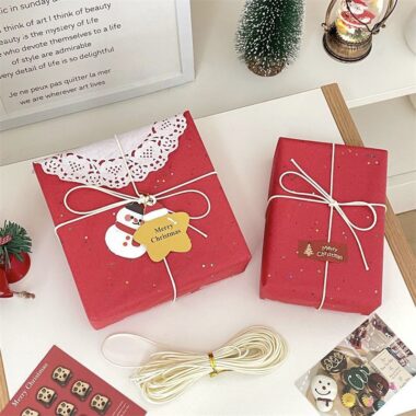 Red glitter Christmas wrapping paper with sparkling surface