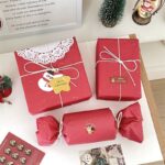 Red glitter Christmas wrapping paper with sparkling surface