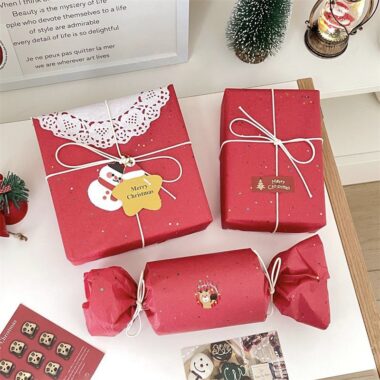 Red glitter Christmas wrapping paper with sparkling surface