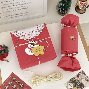 Red glitter Christmas wrapping paper with sparkling surface