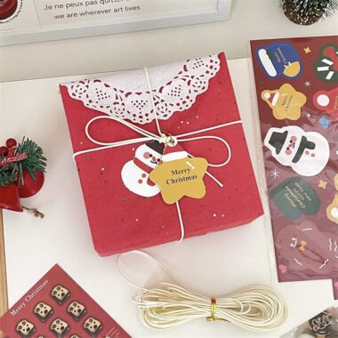 Red glitter Christmas wrapping paper with sparkling surface