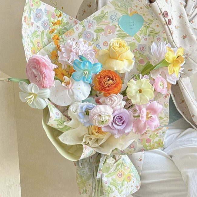 Spring bloom thick florist flower wrapping paper