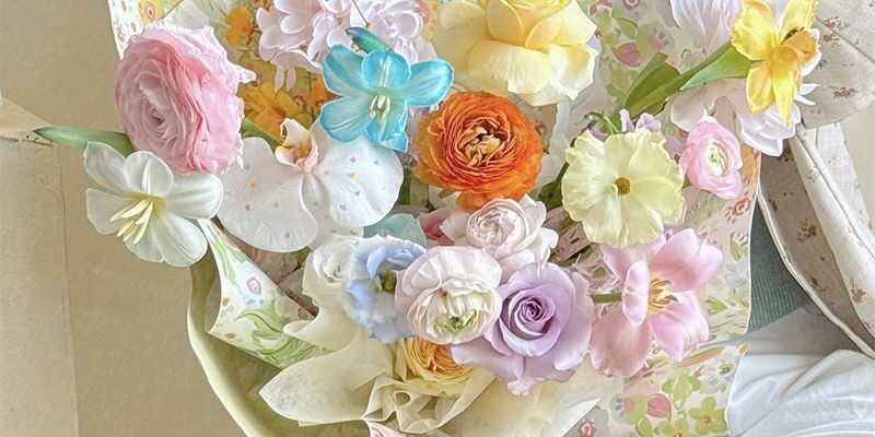 Spring bloom thick florist flower wrapping paper