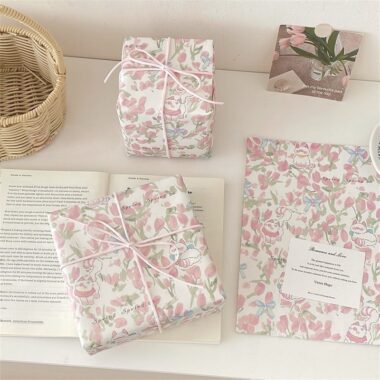 Spring tulip thick kraft gift wrapping paper cute design
