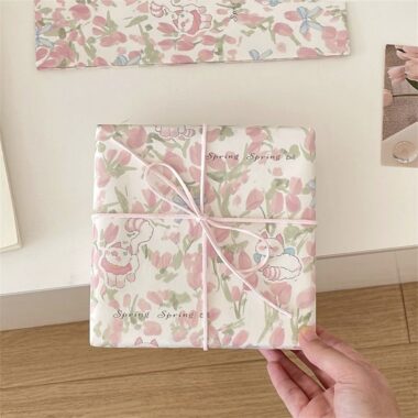 Spring tulip thick kraft gift wrapping paper cute design