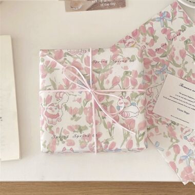 Spring tulip thick kraft gift wrapping paper cute design