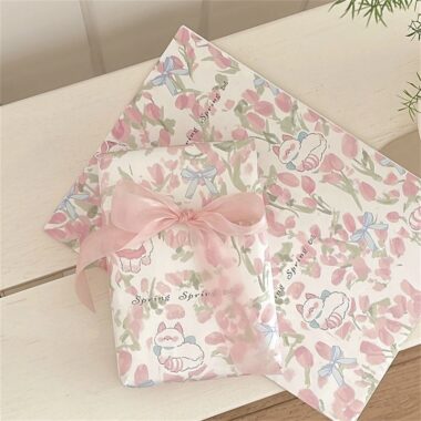 Spring tulip thick kraft gift wrapping paper cute design