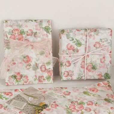Sweet pink sweet pea floral decorative gift wrapping paper
