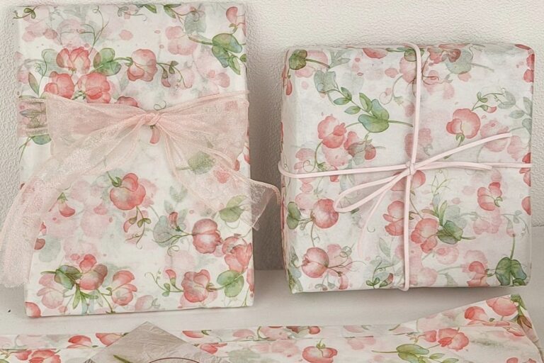 Sweet pink sweet pea floral decorative gift wrapping paper