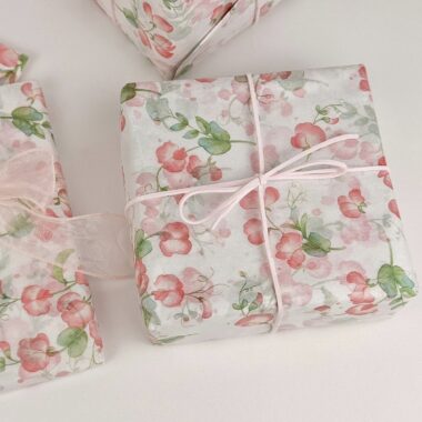 Sweet pink sweet pea floral decorative gift wrapping paper