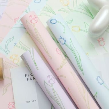Waterproof thick tulip flower wrapping paper for bouquets