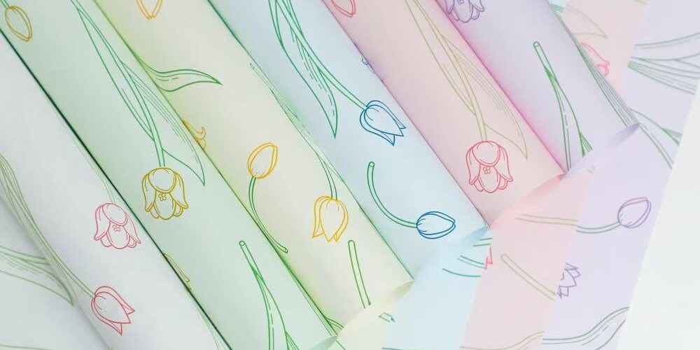Waterproof thick tulip flower wrapping paper for bouquets