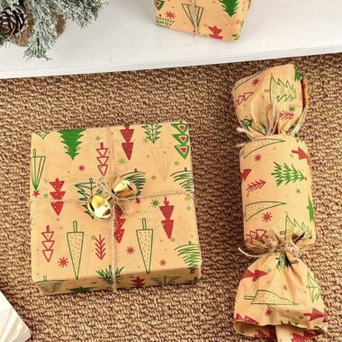 Vintage Christmas tree large kraft wrapping paper for gifts