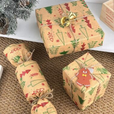 Vintage Christmas tree large kraft wrapping paper for gifts