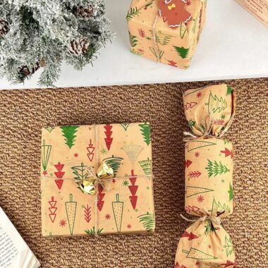 Vintage Christmas tree large kraft wrapping paper for gifts