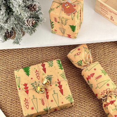 Vintage Christmas tree large kraft wrapping paper for gifts