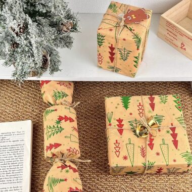 Vintage Christmas tree large kraft wrapping paper for gifts