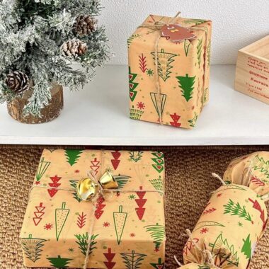 Vintage Christmas tree large kraft wrapping paper for gifts