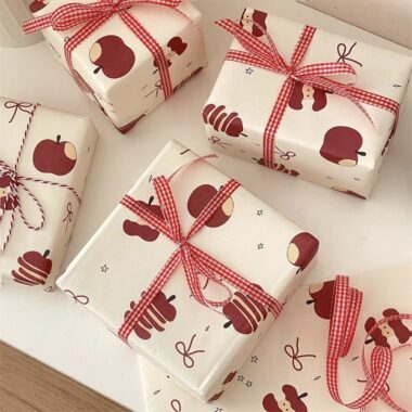 Vintage red apple kraft gift wrapping paper large size