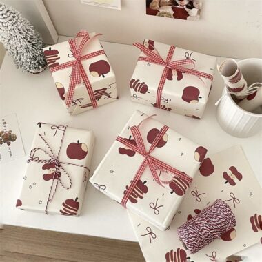 Vintage red apple kraft gift wrapping paper large size