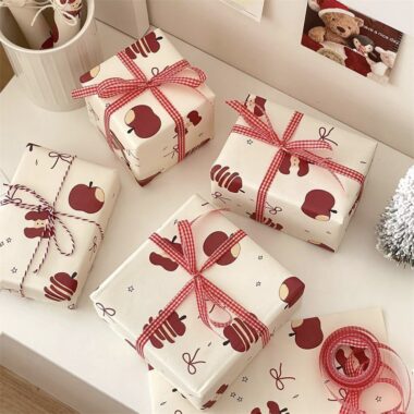 Vintage red apple kraft gift wrapping paper large size