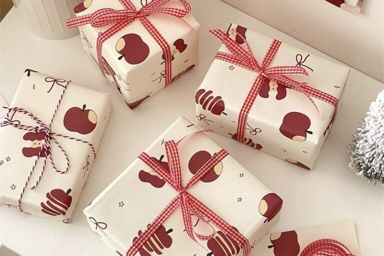 Vintage red apple kraft gift wrapping paper large size