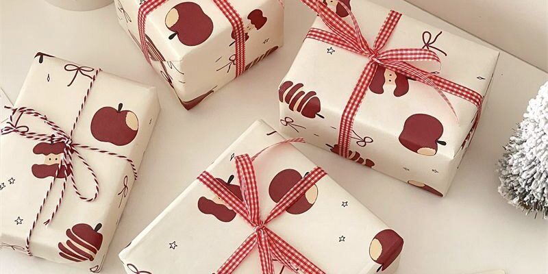 Vintage red apple kraft gift wrapping paper large size