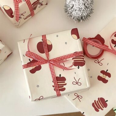 Vintage red apple kraft gift wrapping paper large size