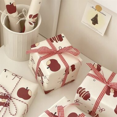 Vintage red apple kraft gift wrapping paper large size