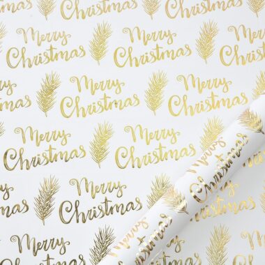 White gold foil minimalist Christmas wrapping paper for gifts