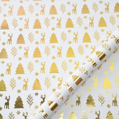 White gold foil minimalist Christmas wrapping paper for gifts