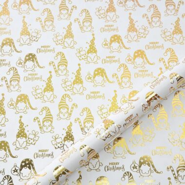 White gold foil minimalist Christmas wrapping paper for gifts