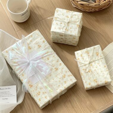 Yellow rose vintage small floral gift wrapping paper