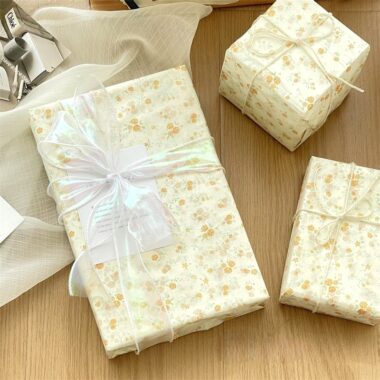 Yellow rose vintage small floral gift wrapping paper