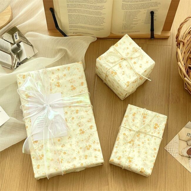 Yellow rose vintage small floral gift wrapping paper