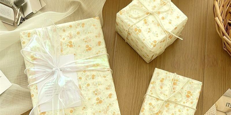 Yellow rose vintage small floral gift wrapping paper